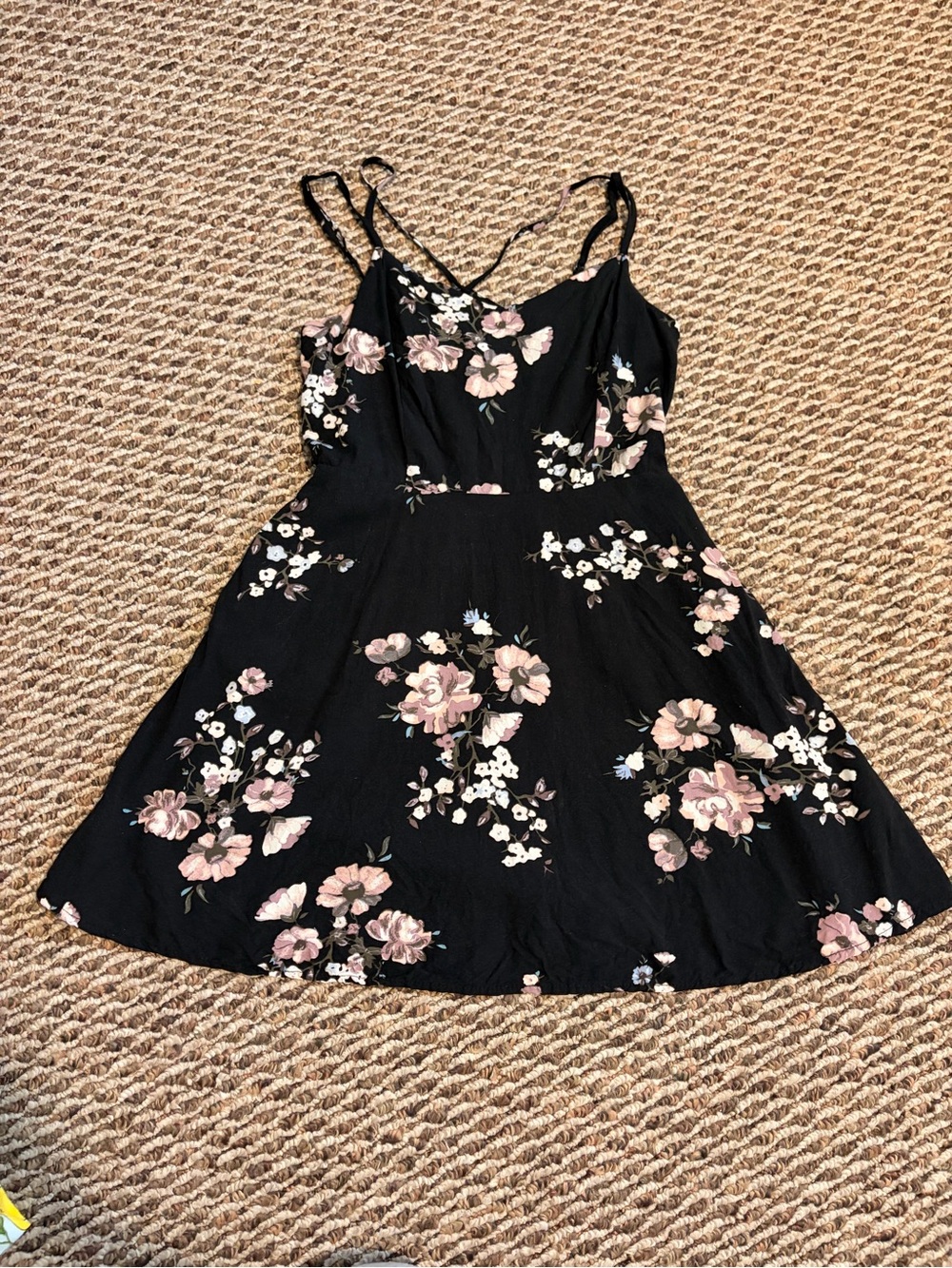 Garage Skater Dress - Black with Pink Blooms
